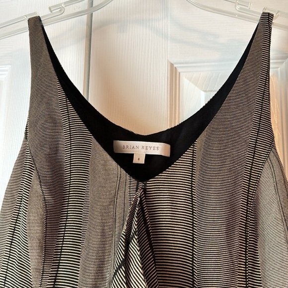 Brian Reyes Silk Striped Open Back Ruffle Tank Top Size 4 made in USA - Picture 4 of 13